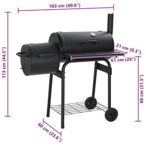 Barbecue au charbon 45366 Noir - Métal - 60 x 113 x 103 cm