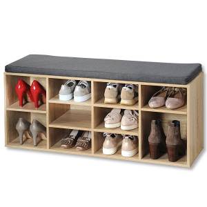 Schuhschrank mit Sitzkissen Beige - Holzwerkstoff - 104 x 48 x 30 cm