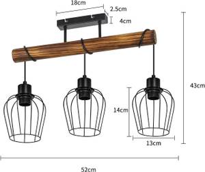 Deckenleuchte Carlota Schwarz - Holzwerkstoff - 13 x 43 x 52 cm