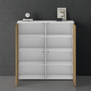 Kommode Schrank04 Eiche Wotan Dekor - Weiß - 36 x 98 x 100 cm