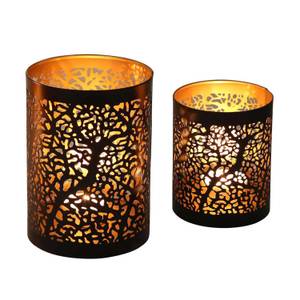 Orientalisches Windlicht Ancona 2er Set Schwarz - Metall - 10 x 14 x 10 cm