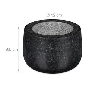 Granit Mörser mit Stößel 12 cm Schwarz - Stein - 12 x 9 x 12 cm