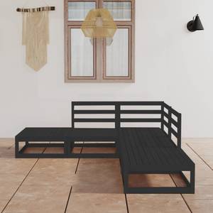 Garten-Lounge-Set (5-teilig) 3009914 Schwarz - Massivholz - Holzart/Dekor - 70 x 30 x 70 cm
