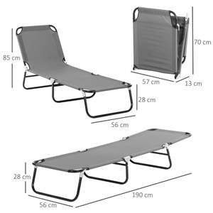 Sonnenliege 84B-442GY Grau - Metall - 56 x 28 x 188 cm