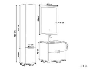 Armoire de salle de bain TUDELA Blanc - Bois manufacturé - 30 x 150 x 46 cm