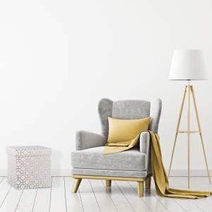 Sitzwürfel in Weiß-Gold Gold - Weiß - Holzwerkstoff - Kunststoff - Textil - 38 x 38 x 38 cm