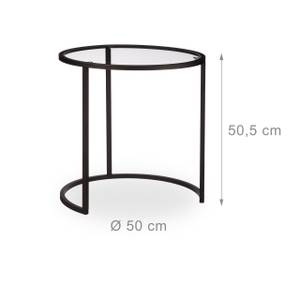 Table d'appoint verre gigogne lot de 2 Noir - Verre - Métal - 50 x 51 x 50 cm