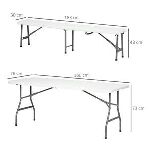 Gartentisch & Sitz Set 84G-285V00WT Weiß - Metall - 75 x 73 x 180 cm