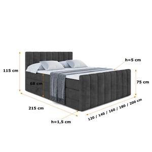 Boxspringbett OTTA-Z KING Schwarz - Breite: 140 cm