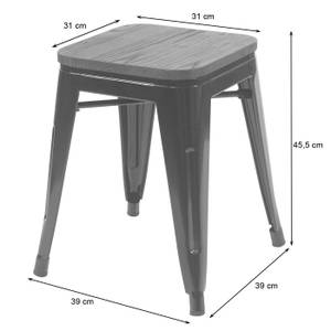 4x Hocker A73 inkl. Holz-Sitzfläche Schwarz
