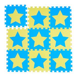 Tapis de jeu Étoiles 9 pièces de puzzle Bleu - Jaune