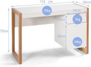 Schreibtisch Computertisch Weiß - Holzwerkstoff - 50 x 75 x 112 cm