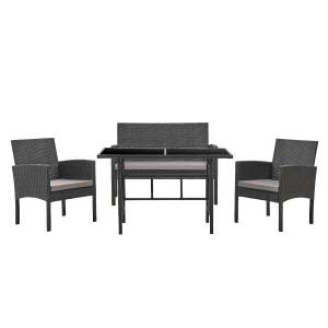 Rattan Sitzgruppe BROOKLYN XL Schwarz - Kunststoff - Polyrattan - 110 x 79 x 62 cm