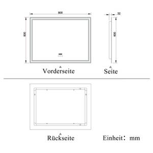 AICA LED Badspiegel Blutooth Uhr HD14 Silber - Glas - 80 x 60 x 4 cm