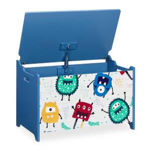 Spielzeugtruhe mit Monstern Blau - Rot - Weiß - Holzwerkstoff - 60 x 39 x 37 cm