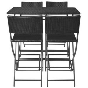 Garten-Essgruppe (5-teilig) 293958 Schwarz - Kunststoff - Polyrattan - 60 x 101 x 120 cm