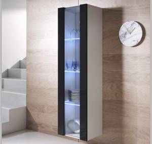 Vitrine Luke V5 Noir - Blanc - Hauteur : 165 cm