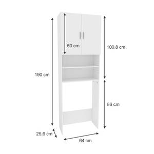 Waschmaschinenschrank Martha 40274 Weiß - Holzwerkstoff - 64 x 190 x 26 cm