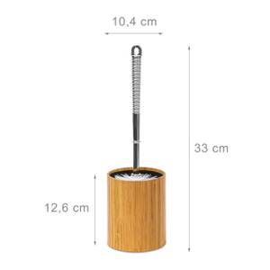 WC-Bürstenhalter Bambus Braun - Silber - Weiß - Bambus - Kunststoff - 11 x 33 x 11 cm