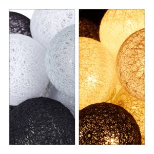 Guirlande Lumineuse LED 20 Boules Coton Noir - Gris - Blanc