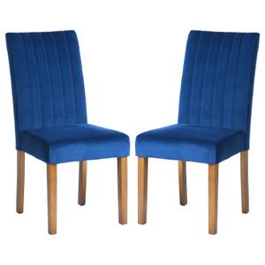 Lot de 2 chaises velours bleu Bleu - Textile - 61 x 102 x 46 cm