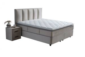 Boxspringbett BIRDYBEIGE mit 2 Kommoden Breite: 160 cm