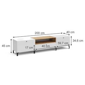 Lowboard Anteo Braun - Weiß - Holzwerkstoff - 200 x 45 x 40 cm