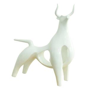 Statue taureau résine blanche H50 cm Blanc - Porcelaine - 57 x 50 x 20 cm