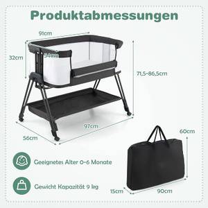 2 in 1 Beistellbett+Stubenwagen klappbar Grau