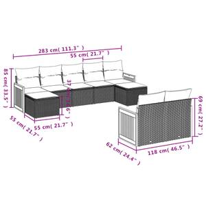 Gartensitzgruppe K4528(9-tlg) Schwarz - Massivholz - 69 x 62 x 55 cm