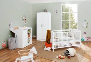 Pinolino Chambre de bébé Viktoria Hêtre partiellement massif - Lit pour bébé, table à langer et armoire à vêtements - Vernis blanc