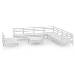 Garten-Lounge-Set Weiß - Massivholz - Holzart/Dekor - 64 x 29 x 64 cm