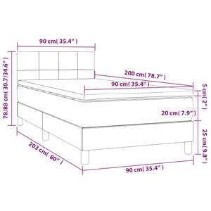 Boxspringbett 3017265-9 Hellgrau - 90 x 203 cm