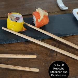 Sushi 22tlg Schiefer Geschirr-Set 4 Pers Schwarz - Porzellan - 25 x 12 x 42 cm