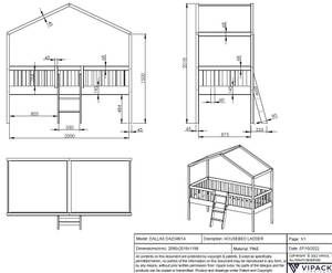 Hausbett DALLAS HB005 120 x 202 x 209 cm