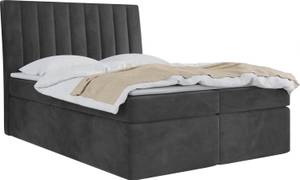 Boxspringbett mit Topper AMILA Steingrau - Breite: 200 cm - H4