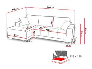 Ecksofa Dallas Grau - Ecke davorstehend rechts