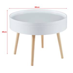 Table basse plateau amovible Bongard Blanc - Bois manufacturé - 60 x 45 x 60 cm