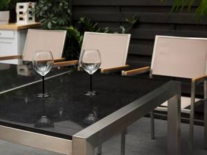 Gartenset GROSSETO 9-tlg Beige - Schwarz - Silber