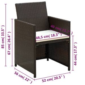 Garten-Sofagarnitur Braun - Polyrattan - 40 x 38 x 70 cm