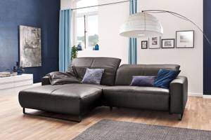 Ecksofa YORK Anthrazit - Armlehne davorstehend links - Ecke davorstehend links - Schwarz