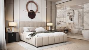 Polsterbett Doppelbett Hamina Beige - Breite: 204 cm