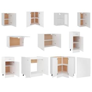 Küchenschrank-Set Weiß - Holzwerkstoff - Massivholz - 76 x 82 x 80 cm