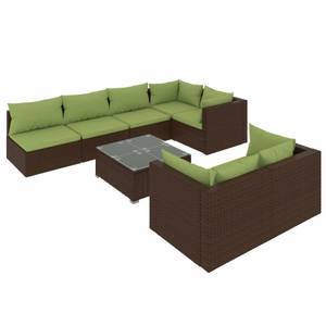 Salon de jardin (lot de 8) 3013637-6 Marron - Vert - Métal - Polyrotin - 60 x 30 x 60 cm