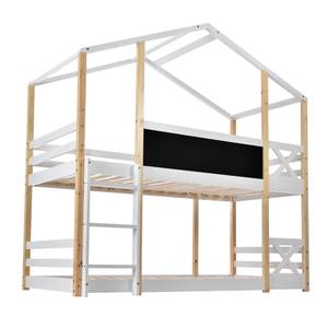 Lit maison pour enfants Hemera Ⅲ Noir - Blanc - Bois manufacturé - Métal - Bois massif - Bois/Imitation - 96 x 205 x 207 cm