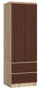 Kleiderschrank S60 2T 2S CLP Eiche Sonoma Dekor - Wenge Dekor