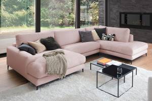 Sofa CARA Wohnlandschaft U-Form Cord Pink