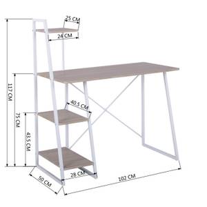 BUREAU scandinave bois beige étagères Beige - Marron - Bois manufacturé - 50 x 117 x 102 cm