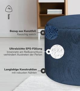 Pouf Der Flauschige Blau - 50 x 30 x 50 cm