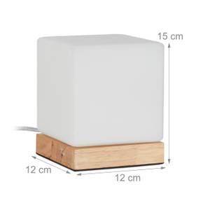 Lampe de table dé Marron - Blanc - Bois manufacturé - Verre - Matière plastique - 12 x 15 x 12 cm